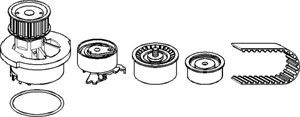 Vesipumppu + jakohihnasarja, OPEL,VAUXHALL, 09192797, 09192797S1, 13 34 066S1, 90444079