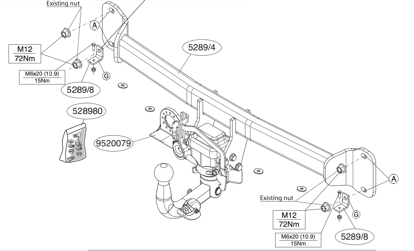 Vetokoukku BRINK 528900 BMW 5, Touring F10, F11