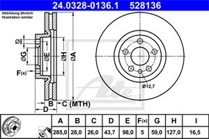 Jarrulevy, Etuakseli, CITROËN,FIAT,LANCIA,PEUGEOT, 1325772080, 16 063 092 80, 4246 P1, 4246 P2, 4249 H7