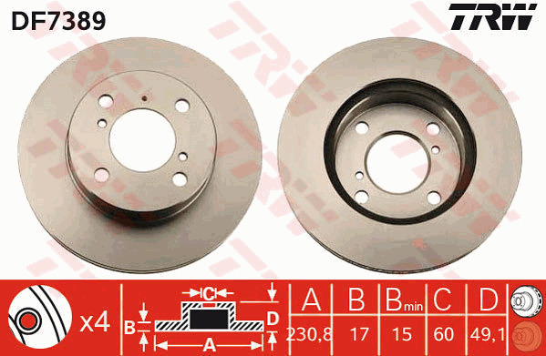 Jarrulevy TRW DF7389
