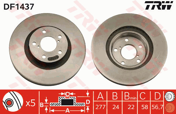 Jarrulevy TRW DF1437