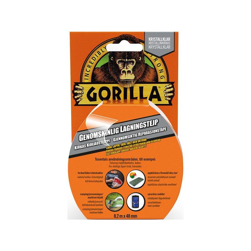 Gorilla korjausteippi kirkas 8,2m x 48mm