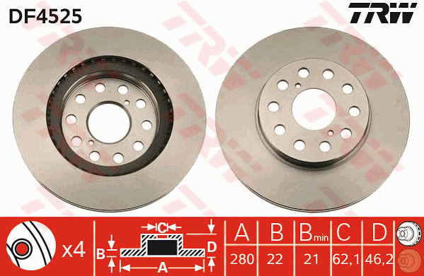 Jarrulevy TRW DF4525