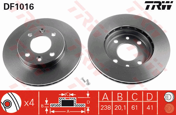 Jarrulevy TRW DF1016