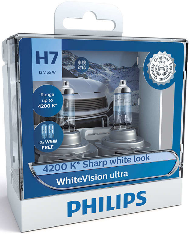 Halogeeni poltin PHILIPS WHITEVISION ULTRA 12V H7 55W 2X