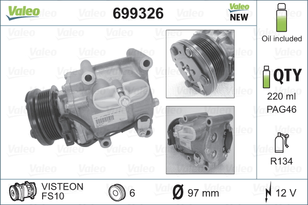 Kompressori, ilmastointilaite VALEO 699326