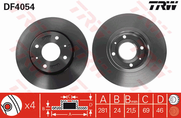 Jarrulevy TRW DF4054