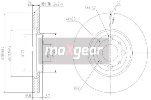 Jarrulevy MAXGEAR 19-2014