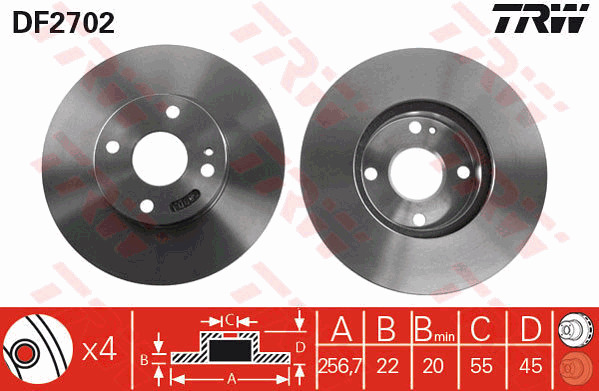 Jarrulevy TRW DF2702