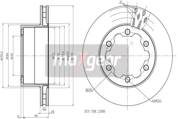 Jarrulevy MAXGEAR 19-1051MAX