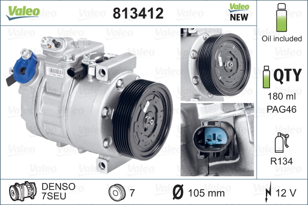 Kompressori, ilmastointilaite VALEO 813412
