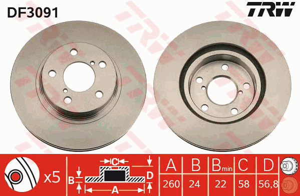 Jarrulevy TRW DF3091