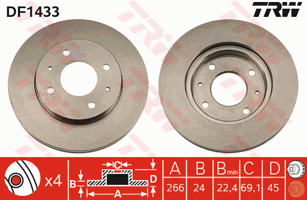 Jarrulevy TRW DF1433