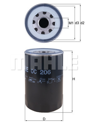 Öljynsuodatin MAHLE ORIGINAL OC 206