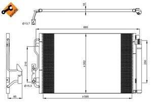 Kondensaattori, ilmastointilaite, BMW, 009 997 15 47, 4270545, 64504270545, 64506804722, 64509218121, 64509288940, 64509335362, 64539218