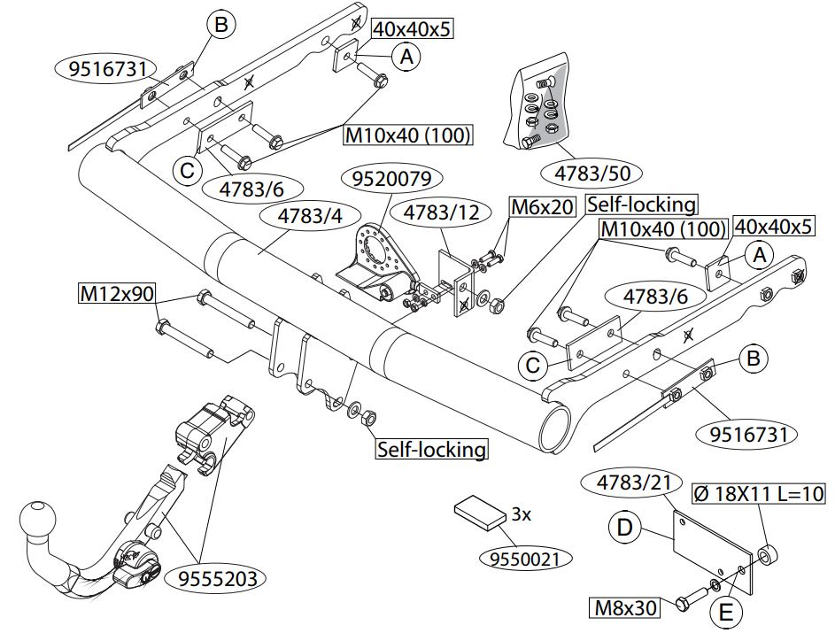 Vetokoukku BRINK 478300 Ford Galaxy, S-Max '06-15