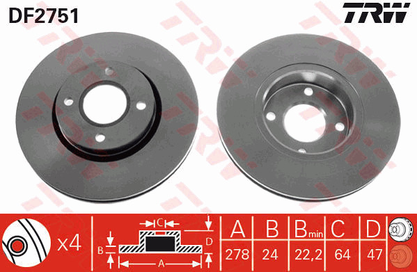 Jarrulevy TRW DF2751