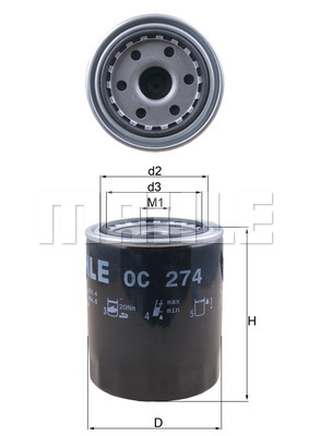 Öljynsuodatin MAHLE ORIGINAL OC 274