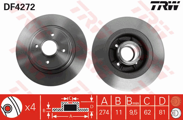 Jarrulevy TRW DF4272