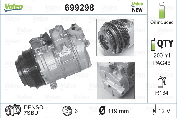 Kompressori, ilmastointilaite VALEO 699298