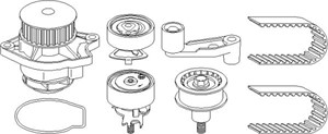 Vesipumppu + jakohihnasarja, SEAT,VW, 036 121 008LS