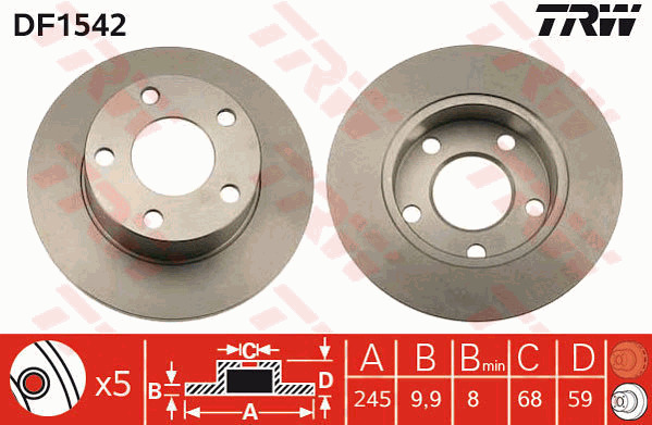 Jarrulevy TRW DF1542