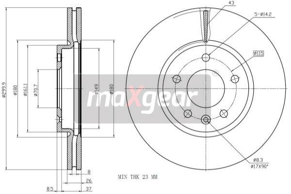Jarrulevy MAXGEAR 19-2332MAX