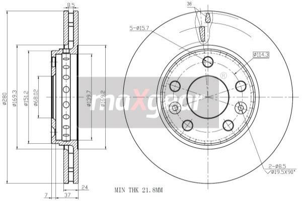 Jarrulevy MAXGEAR 19-1285MAX