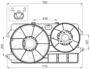 Tuuletin, moottorin jäähdytys, FORD TOURNEO CONNECT, TRANSIT CONNECT, 11720-VK500, 1451528, 2T148C607BB, 2T148C607BC, 2T148C607BD, 2T148